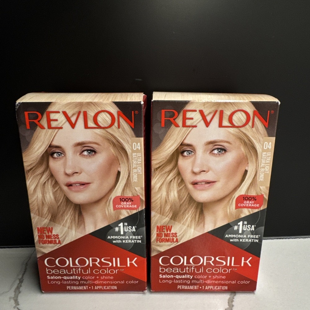 2 Pack Revlon ColorSilk 04 Ultra Light Natural Blonde Permanent Color 3D Gel